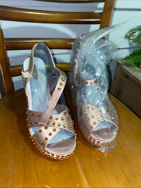 Aldo Shoes - Studded Rose Gold Women's Wedge Sandals